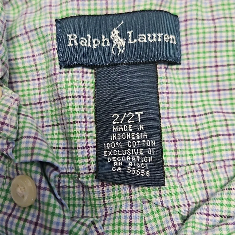 Ralph Lauren Kids Green Checkered Shirt Size 2T